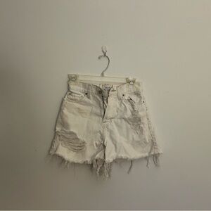 BDG Frayed White Jean Shorts